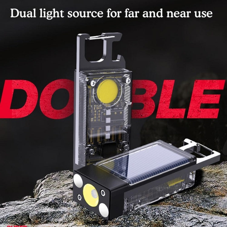 Outdoor Camping Multifunctional Solar Highlighted Mini Keychain Light(Black)
