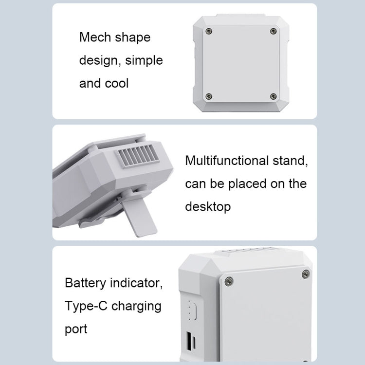 Outdoor Waist-mounted Lighting Fan with Power Function Multifunctional Bracket Hanging Neck Fan(White)