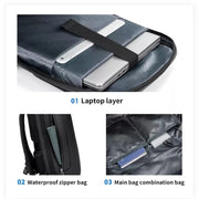 Business Large Capacity Travel Bag Multifunctional Water-resistant Laptop Backpack With USB Port(Light Grey)