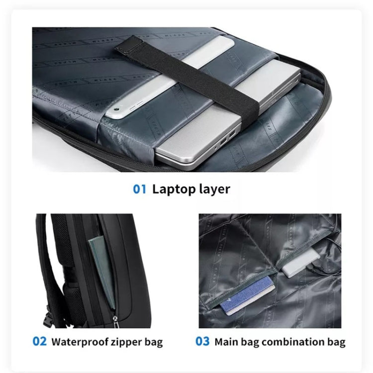 Business Large Capacity Travel Bag Multifunctional Water-resistant Laptop Backpack With USB Port(Black)
