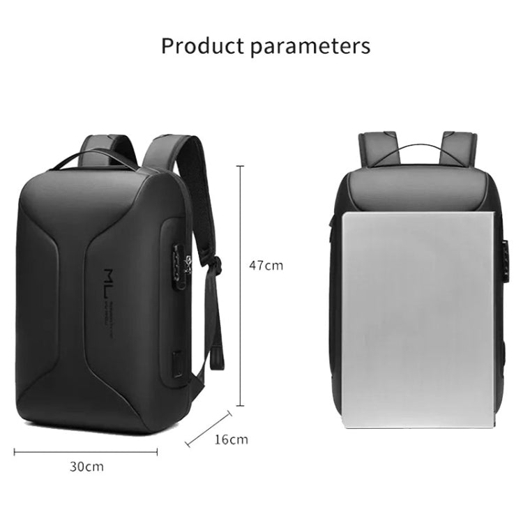 Business Large Capacity Travel Bag Multifunctional Water-resistant Laptop Backpack With USB Port(Light Grey)