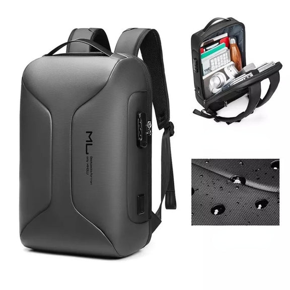 Business Large Capacity Travel Bag Multifunctional Water-resistant Laptop Backpack With USB Port(Light Grey)