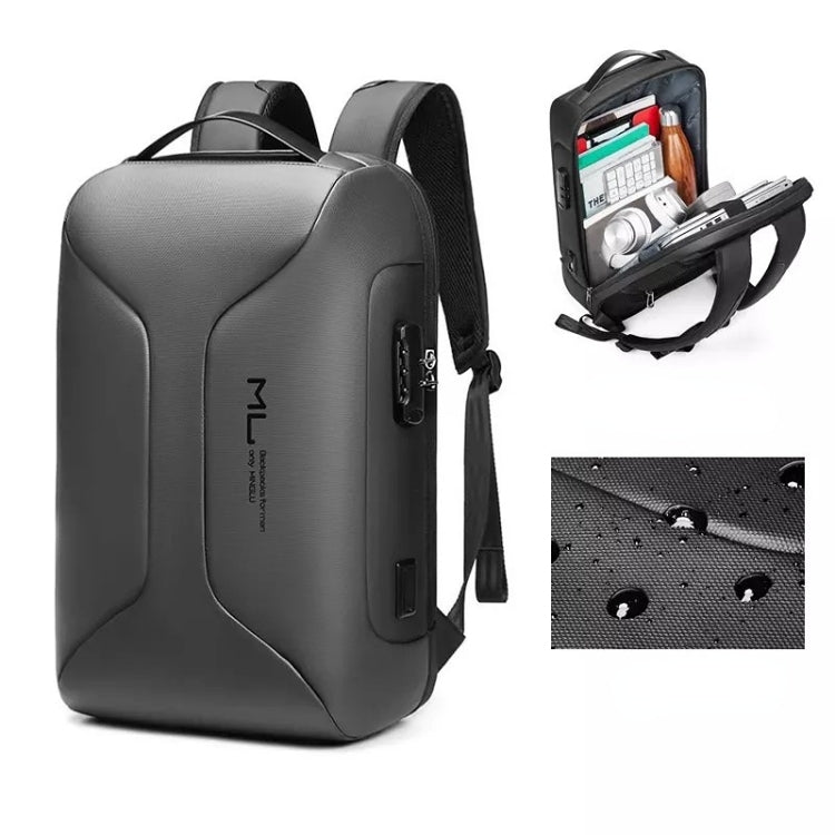 Business Large Capacity Travel Bag Multifunctional Water-resistant Laptop Backpack With USB Port(Black)