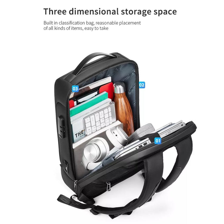 Business Large Capacity Travel Bag Multifunctional Water-resistant Laptop Backpack With USB Port(Light Grey)