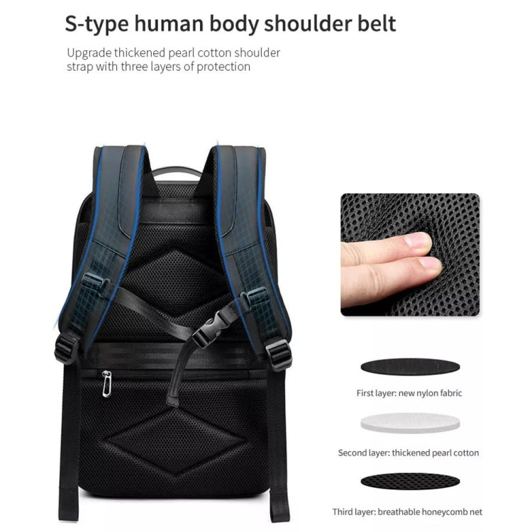 Business Large Capacity Travel Bag Multifunctional Water-resistant Laptop Backpack With USB Port(Light Grey)