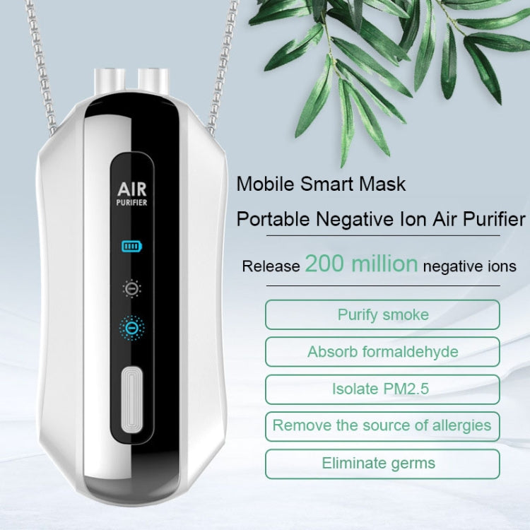 Portable Negative Ion Air Purifier Home Hanging Neck Purifier, Style: Chain Style (White)