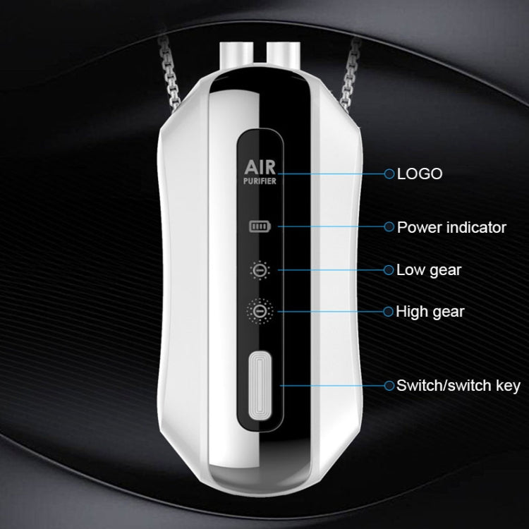Portable Negative Ion Air Purifier Home Hanging Neck Purifier, Style: Chain Style (White)