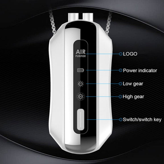 Portable Negative Ion Air Purifier Home Hanging Neck Purifier, Style: Rope Style (Black)