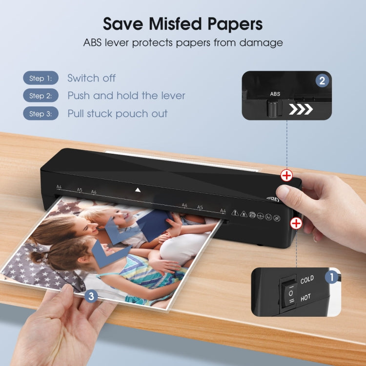 9 Inch A4 Hot Cold Laminator Machine Book Documents Laminator, Size:  Set 2(220V UK Plug)