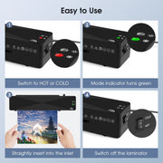 9 Inch A4 Hot Cold Laminator Machine Book Documents Laminator, Size:  Set 2(220V UK Plug)