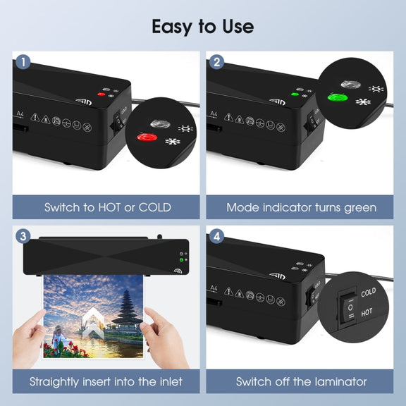 9 Inch A4 Hot Cold Laminator Machine Book Documents Laminator, Size:  Set 2(220V UK Plug)
