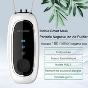 Upgrade Dual-brush Negative Ion Air Purifier Neck Small Portable Air Purifier, Style: Rope Model (White)