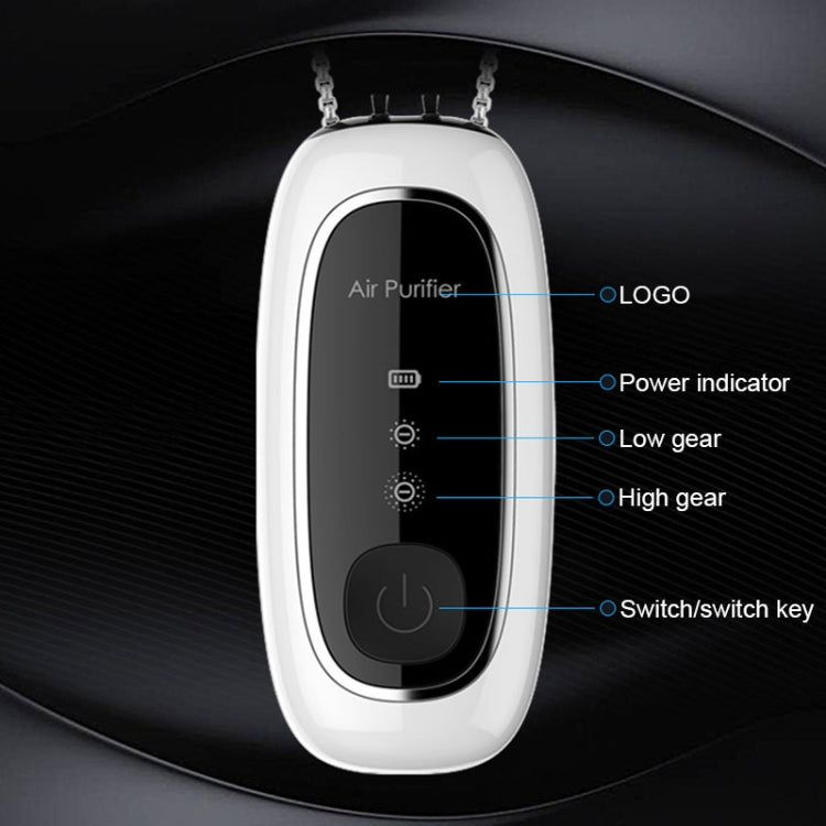 Upgrade Dual-brush Negative Ion Air Purifier Neck Small Portable Air Purifier, Style: Chain Model (Black)