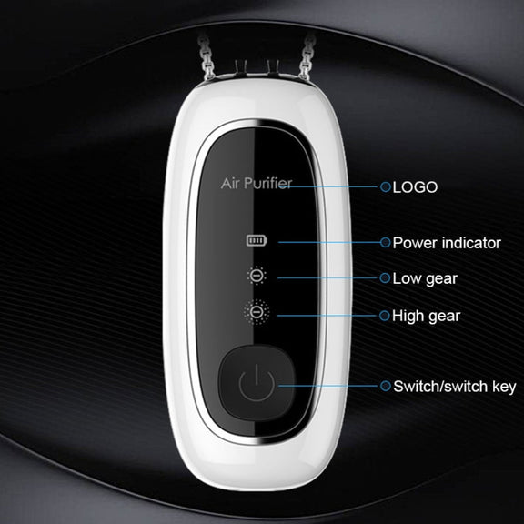 Upgrade Dual-brush Negative Ion Air Purifier Neck Small Portable Air Purifier, Style: Rope Model (White)