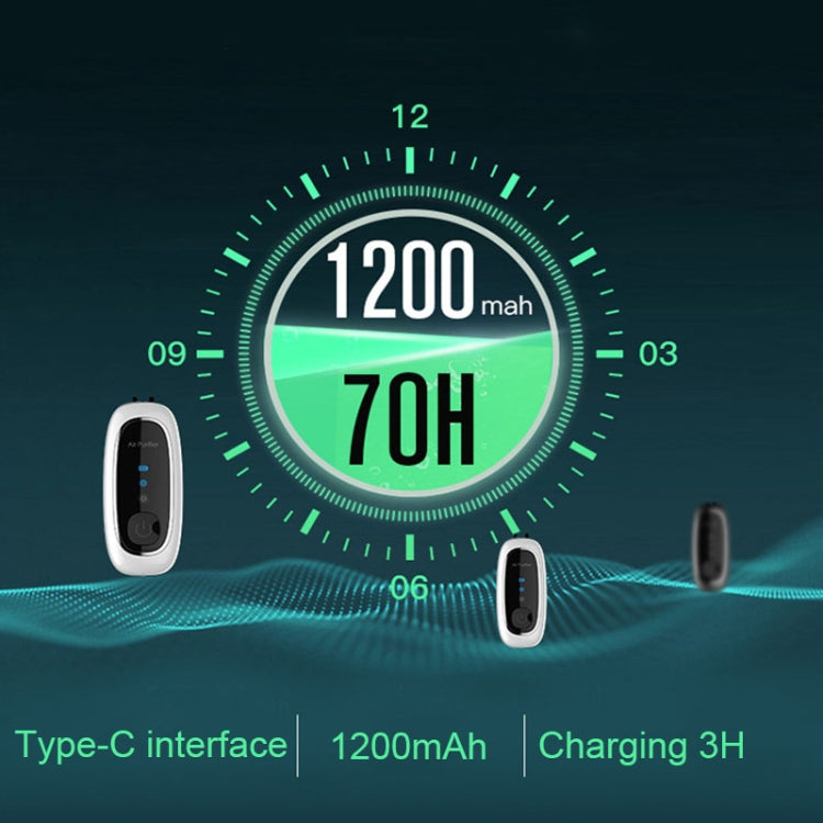 Upgrade Dual-brush Negative Ion Air Purifier Neck Small Portable Air Purifier, Style: Chain Model (Black)