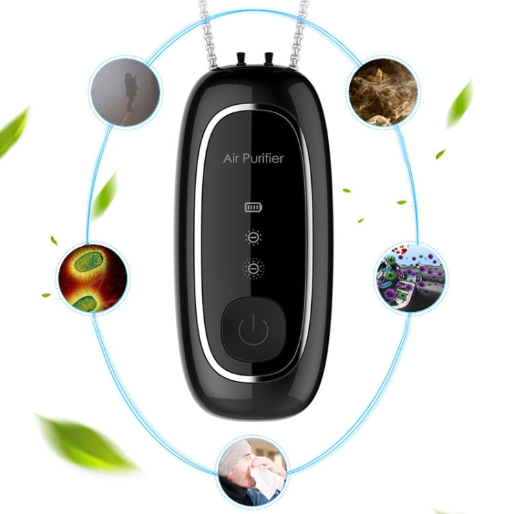 Upgrade Dual-brush Negative Ion Air Purifier Neck Small Portable Air Purifier, Style: Chain Model (White)