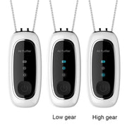 Upgrade Dual-brush Negative Ion Air Purifier Neck Small Portable Air Purifier, Style: Rope Model (Black)