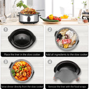 6QT Silicone Slow Cooke Liners Reusable Leakproof Crock Pot Liners(Gray)