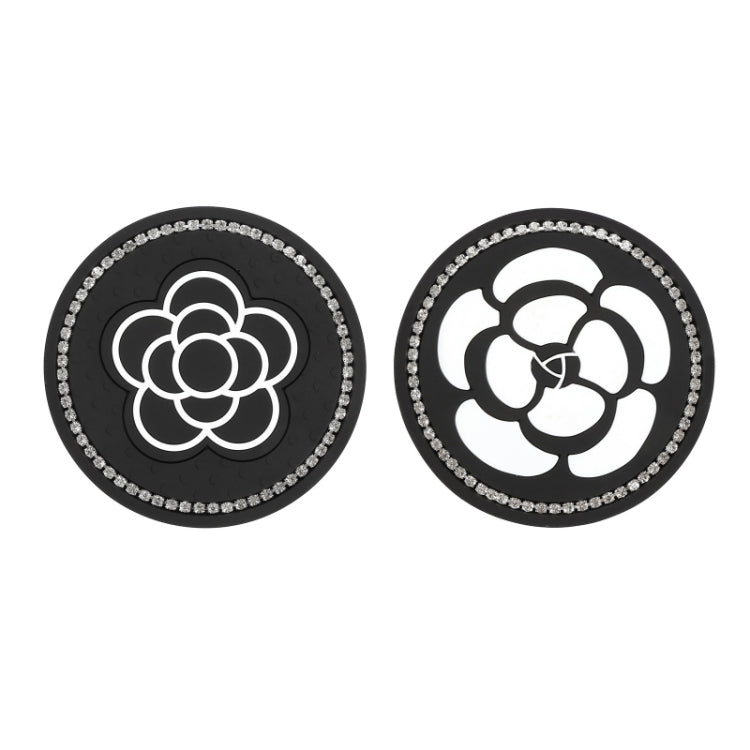 Car Water Cup Anti-skid Mat Door Slot Interior Modification Mat With diamond(Big Camellia)