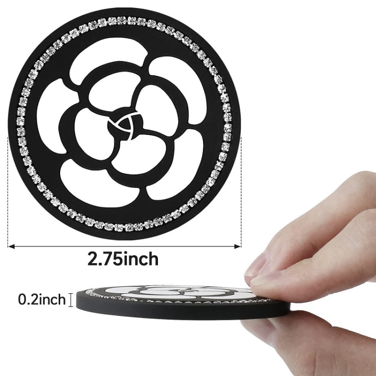 Car Water Cup Anti-skid Mat Door Slot Interior Modification Mat With diamond(Big Camellia)