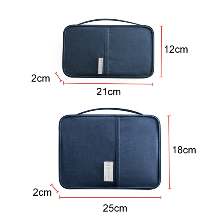 Travel Water-resistant Dustproof Portable Passport Document Bag, Color: Navy Blue Small