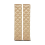 Rhombus Leather Seat Belt Shoulder Protector Pads, Color: Beige