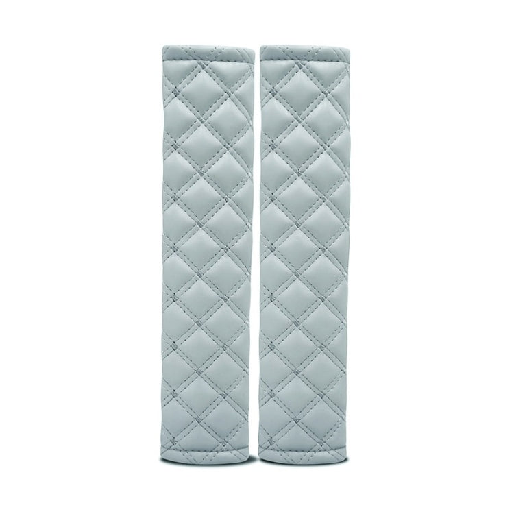 Rhombus Leather Seat Belt Shoulder Protector Pads, Color: Light Grey