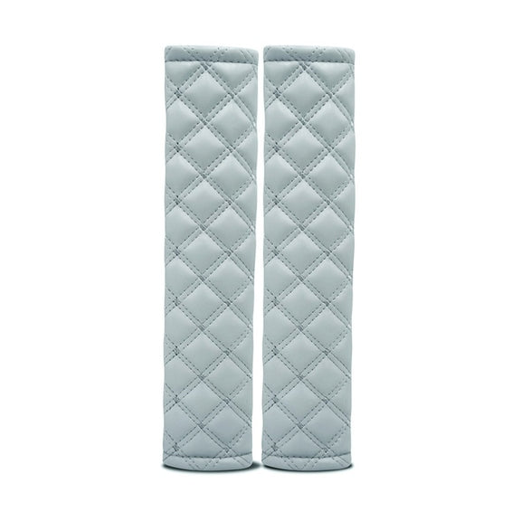 Rhombus Leather Seat Belt Shoulder Protector Pads, Color: Light Grey