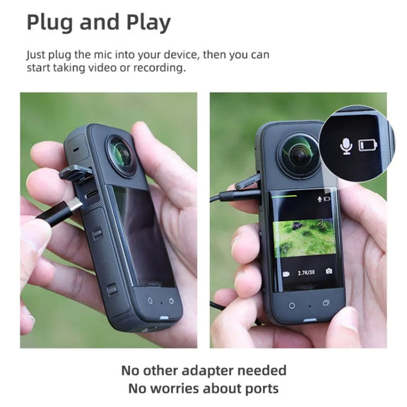 For DJI Pocket 3 / Action 4 / 3 / 2 Sunnylife MC490 Collar Microphone Motion Camera Recording Wheat