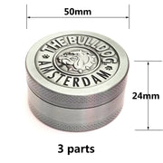 50mm  Bulldog Grinder Tobacco Herb Zinc Alloy Grinders, Spec: 3-layer Ancient Silver