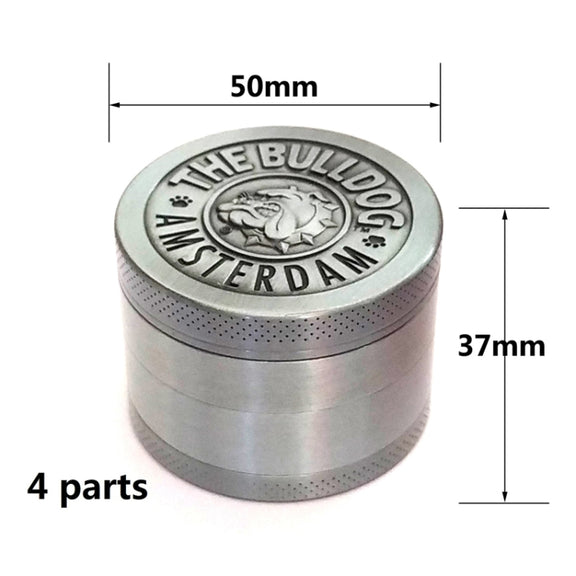 50mm  Bulldog Grinder Tobacco Herb Zinc Alloy Grinders, Spec: 4 -layer Ancient Silver