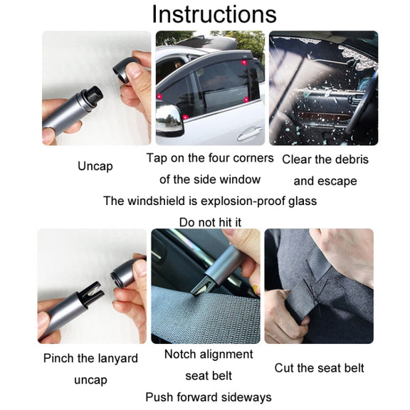 Vehicle-Mounted Multifunctional Broken Window Escape Safety Hammer(Silver)