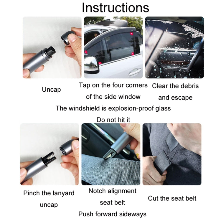 Vehicle-Mounted Multifunctional Broken Window Escape Safety Hammer(Black)