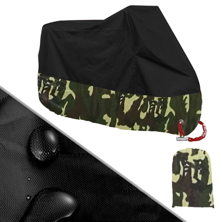190T Motorcycle Rain Covers Dustproof Rain UV Resistant Dust Prevention Covers, Size: L(Black Camouflage)