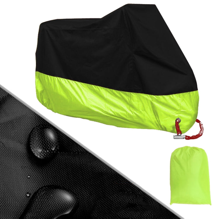 190T Motorcycle Rain Covers Dustproof Rain UV Resistant Dust Prevention Covers, Size: XXL(Black and Fluorescence Green)