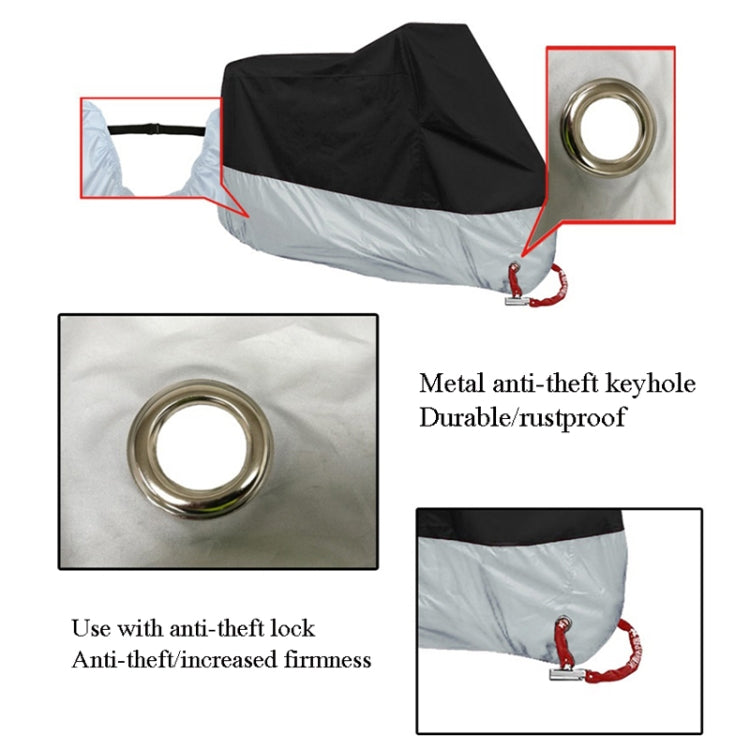190T Motorcycle Rain Covers Dustproof Rain UV Resistant Dust Prevention Covers, Size: XXXL(Black and Silver)