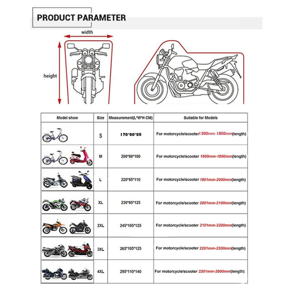 190T Motorcycle Rain Covers Dustproof Rain UV Resistant Dust Prevention Covers, Size: XXXXL(Black and Red)