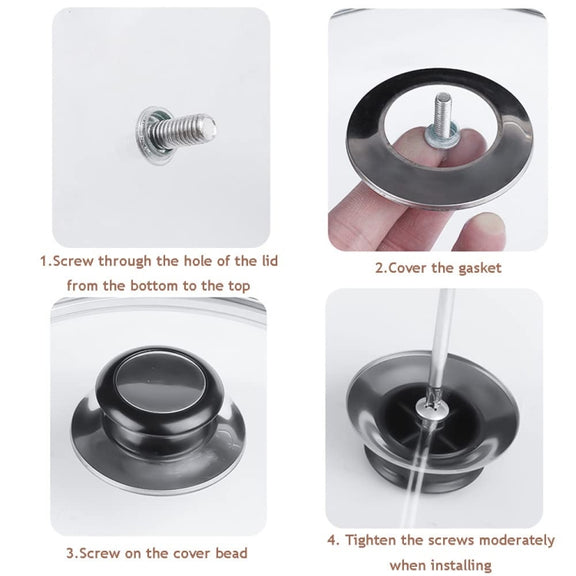 Stainless Steel Lid Handle Plastic Top Bead