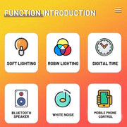 Multi-Functional RGBW Atmosphere Light Bluetooth Speaker Sunrise Wake-Up Lamp Digital Display Alarm Clock(White)