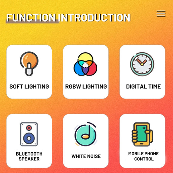 Multi-Functional RGBW Atmosphere Light Bluetooth Speaker Sunrise Wake-Up Lamp Digital Display Alarm Clock(White)