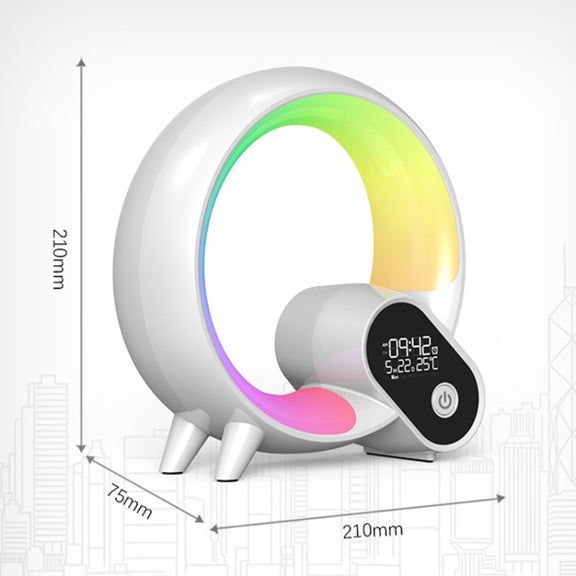 Multi-Functional RGBW Atmosphere Light Bluetooth Speaker Sunrise Wake-Up Lamp Digital Display Alarm Clock(White)
