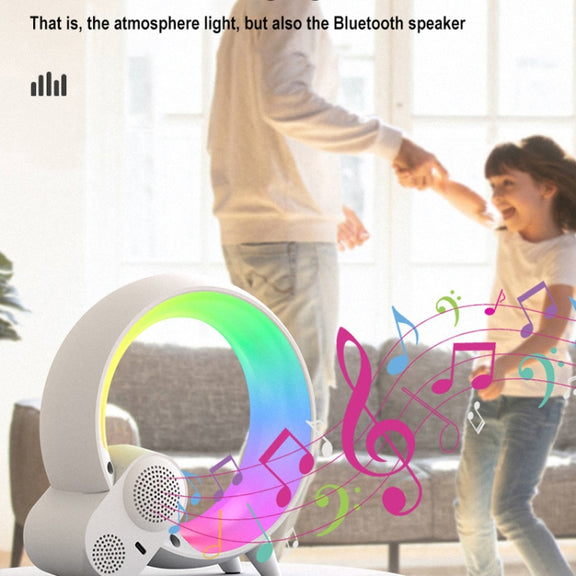 Multi-Functional RGBW Atmosphere Light Bluetooth Speaker Sunrise Wake-Up Lamp Digital Display Alarm Clock(White)