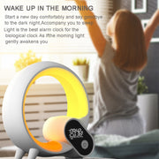 Multi-Functional RGBW Atmosphere Light Bluetooth Speaker Sunrise Wake-Up Lamp Digital Display Alarm Clock(White)