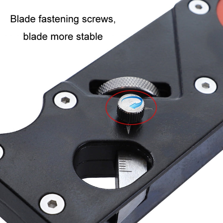 Woodworking Multi-Angle Chamfering Adjustable Depth Hand Planer, Color: Red + 6 Blades