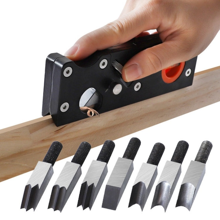 Woodworking Multi-Angle Chamfering Adjustable Depth Hand Planer, Color: Red + 6 Blades