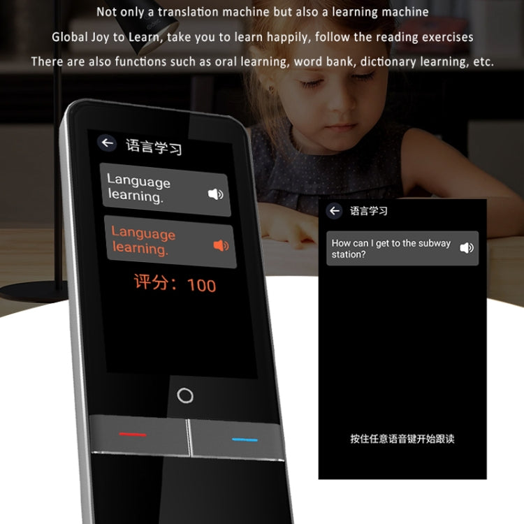 F6 Translation Machine 139 Languages Interpreted Online Translation 14 Camera Translator Recording Contemporary Interpretation(Black)