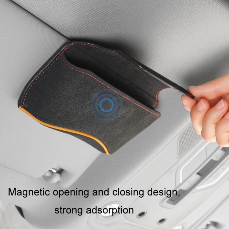 Car Sun Visor Multifunctional Glasses Case Card Storage Bracket(Mocha Brown)