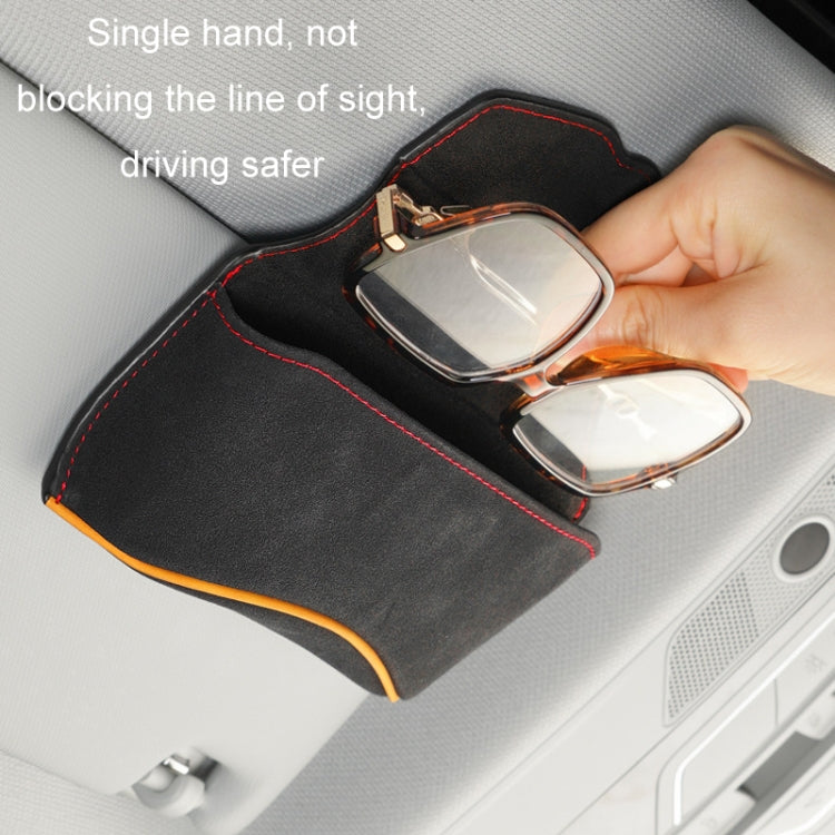 Car Sun Visor Multifunctional Glasses Case Card Storage Bracket(Red)