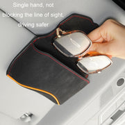 Car Sun Visor Multifunctional Glasses Case Card Storage Bracket(Beige)