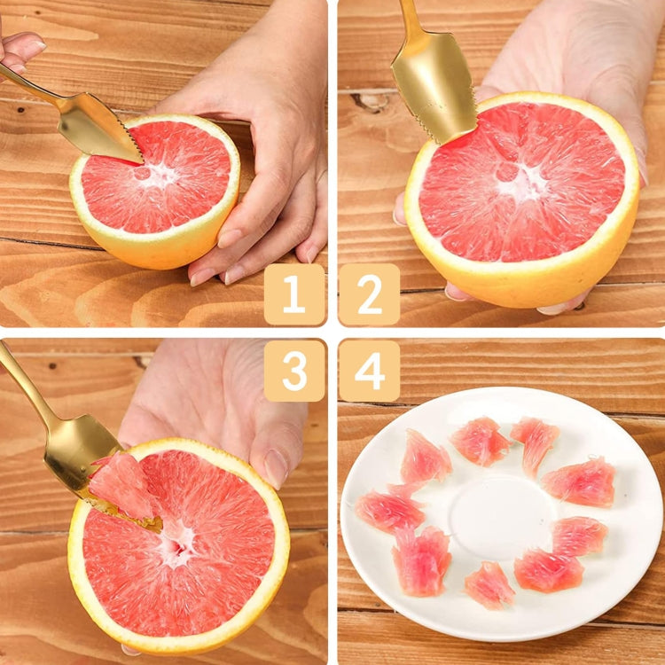 Stainless Steel Scraper Spoon Fruit Grapefruit Spoon Baby Digging Ball Spoon, Color: Silver